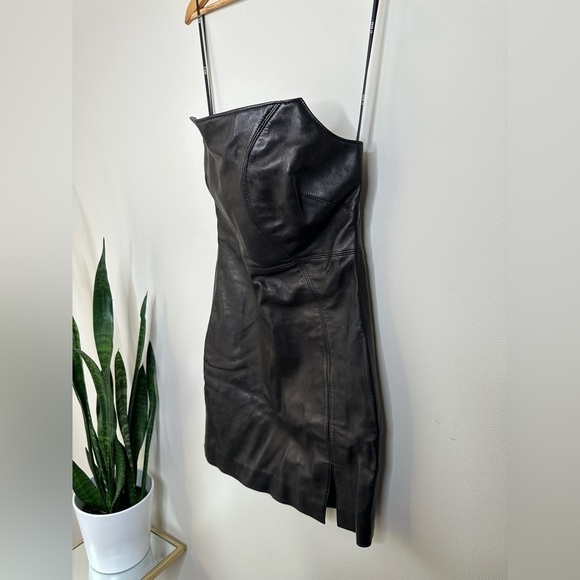 ET OCHS Elizabeth Leather Black Strapless Cut-Out Mini Dress 6 NWOT - Picture 6 of 14